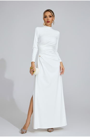 Niamh White High Slit Maxi Dress