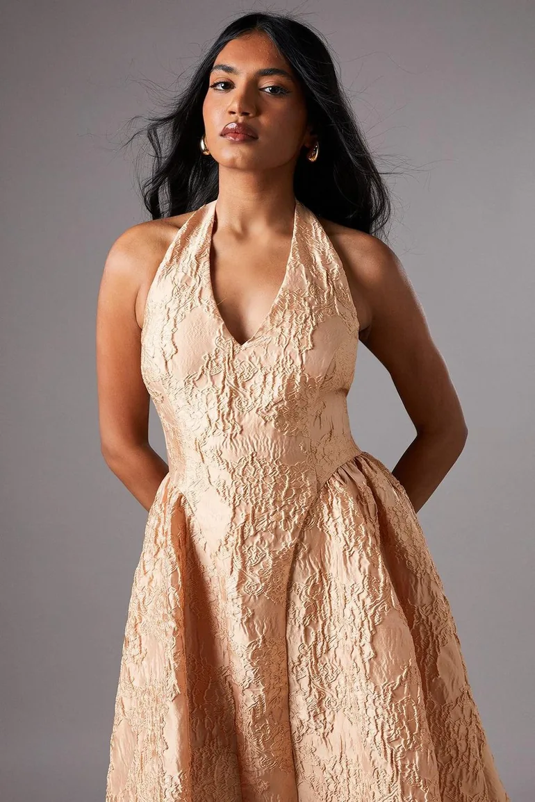 Petite Halter Jacquard Drop Waist Dress Coast Fashion : Dresses :  VogaCloset Bahrain