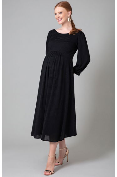Isla Ribbed Jersey Dress (Black)