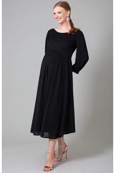 Isla Ribbed Jersey Dress (Black)