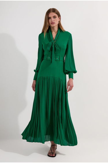Petite Jersey Ponte Georgette Mix Midi Dress