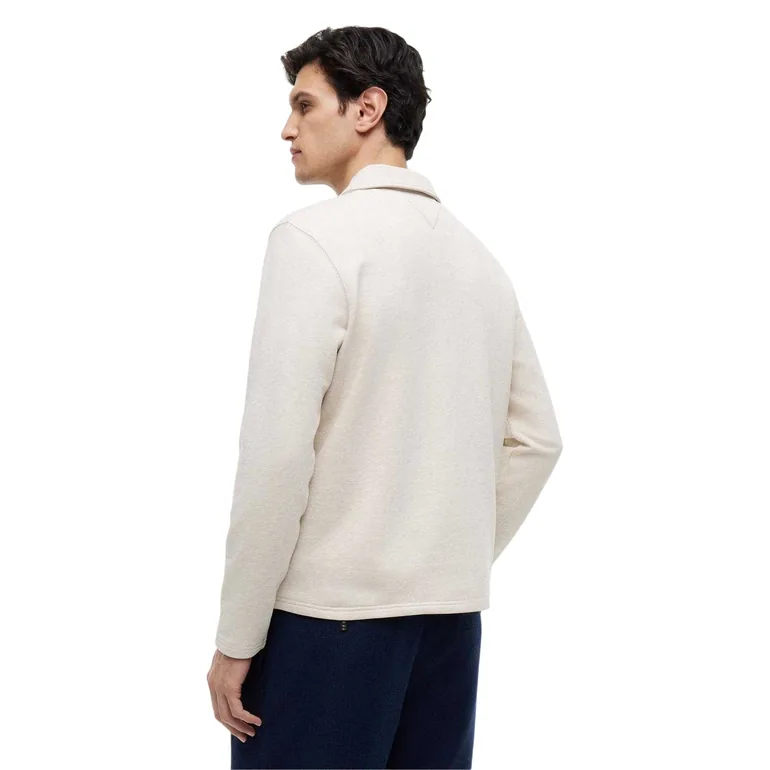 Tommy Hilfiger Mens Fleece Quarter Zip Polo Shirt - Heather Oat - 1