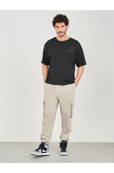 Oversized Fit Cargo Joggers with Elasticated Hem