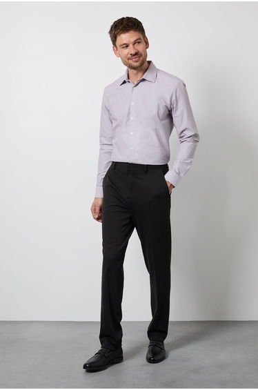 Pink Textured Easy Iron Slim Fit Long Sleeve Shirt