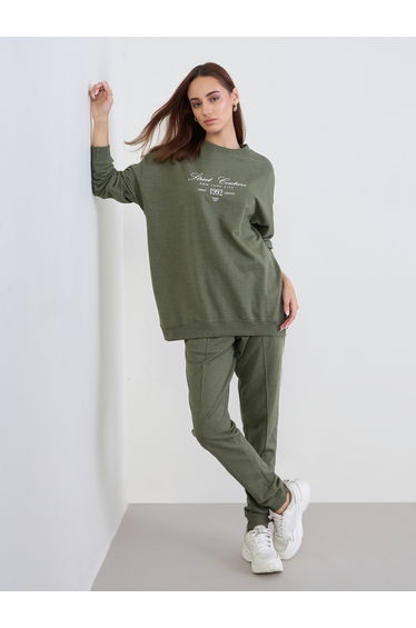 Olive Oversized Longline Sweatshirt and Joggers Co-Ords