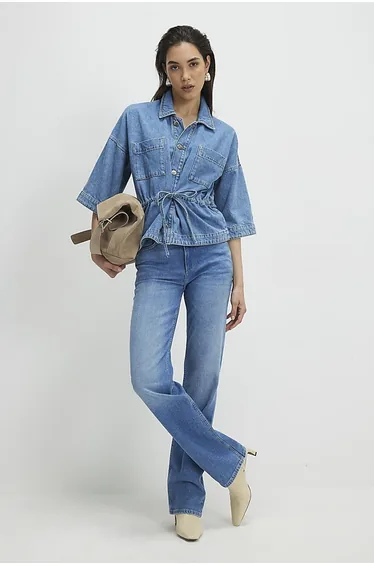 قميص جينز أزرق