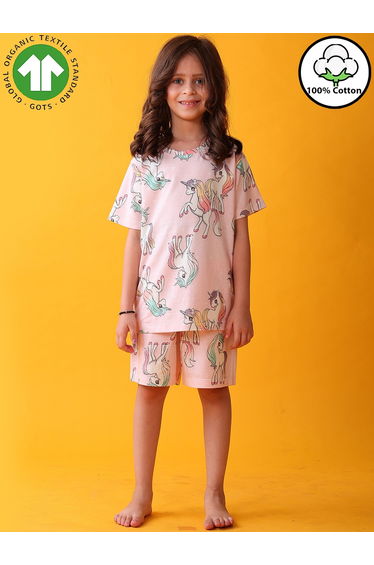 Pink Unicorn Cotton T-Shirt and Shorts Set