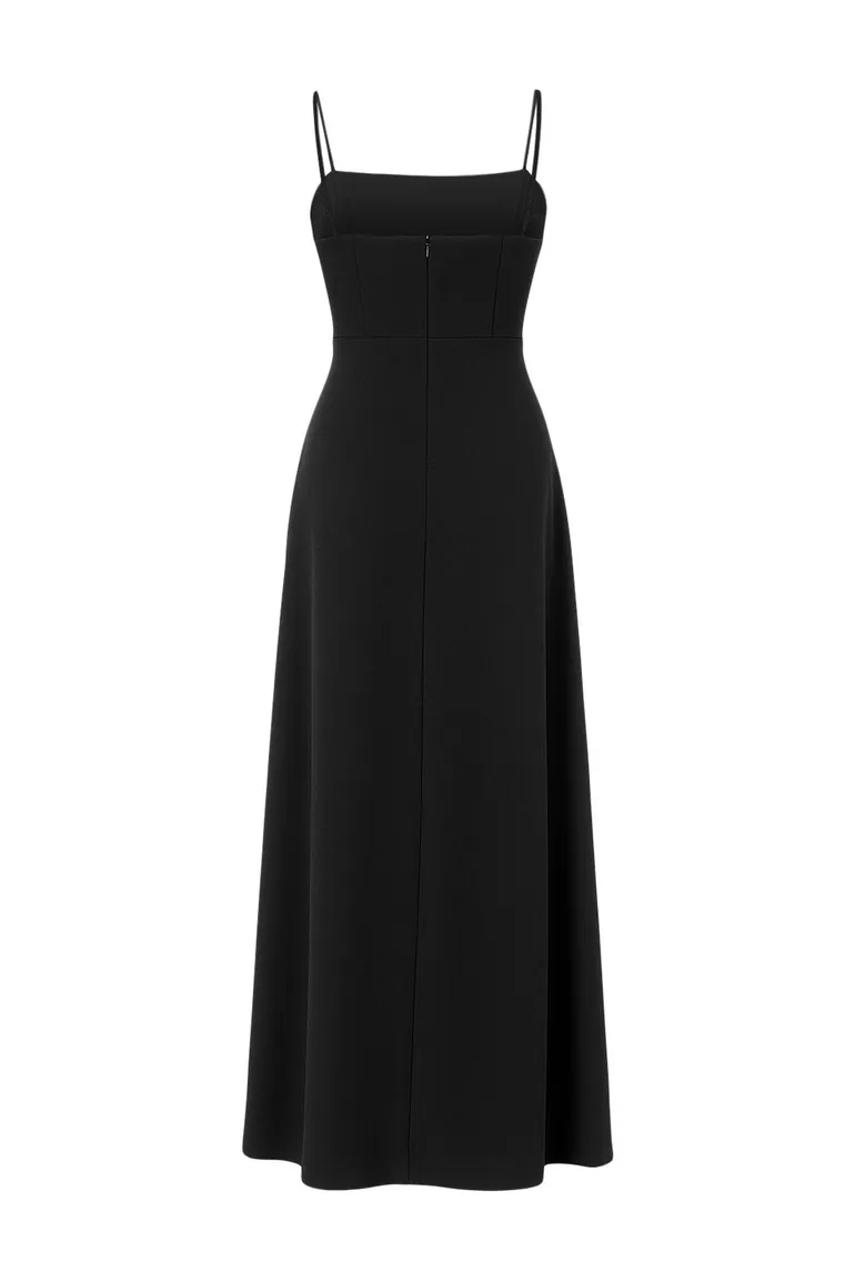 Black Pleated Mermaid Maxi Party Dress - 10