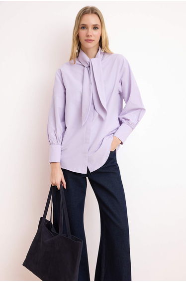 Lila Regular Terrycotton Plain Woven Hijab Shirt