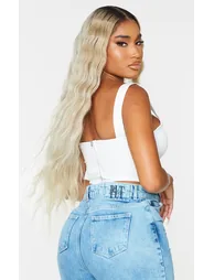 Shape White Woven Corset Crop Top - 2