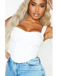 Shape White Woven Corset Crop Top - 3