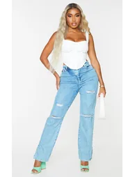 Shape White Woven Corset Crop Top