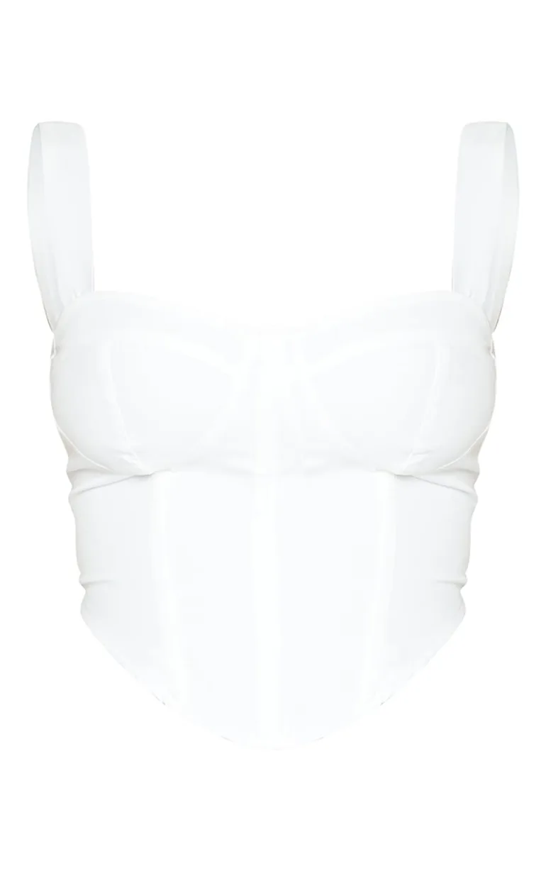 Shape White Woven Corset Crop Top - 4