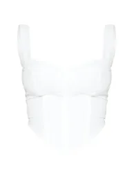 Shape White Woven Corset Crop Top - 4