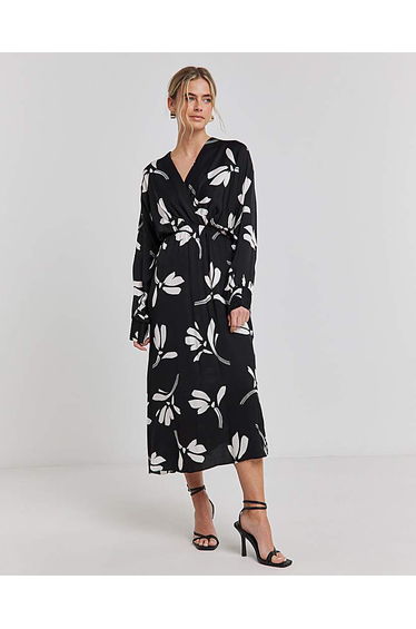 Joanna Hope Wrap Front Batwing Dress