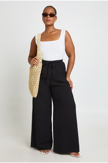 Plus Linen Look Trouser - black