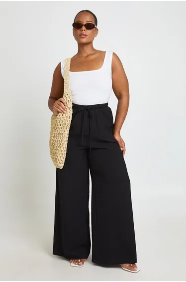 Plus Linen Look Trouser - black