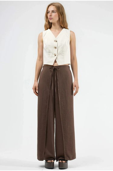 BUSEM Drawstring Waist Crepe Trousers with Tie Detail