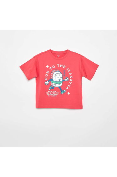 Printed short-sleeved T-shirt RED