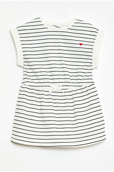 Short-Sleeved Cotton Jersey Dress WHITE