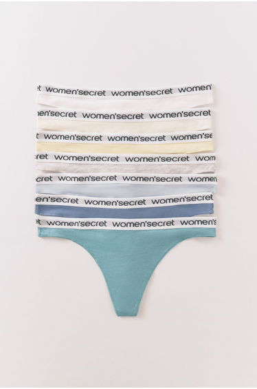 Pack of 7 cotton thongs with white logo