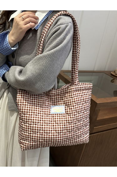 Red Gingham Quilted Shoulder Bag