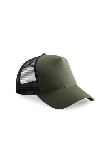 Beechfield Childrens/Kids Contrast Panel Trucker Cap - Olive Green/Black