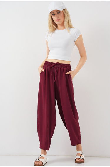 Woven Shalwar Trousers - Claret Red