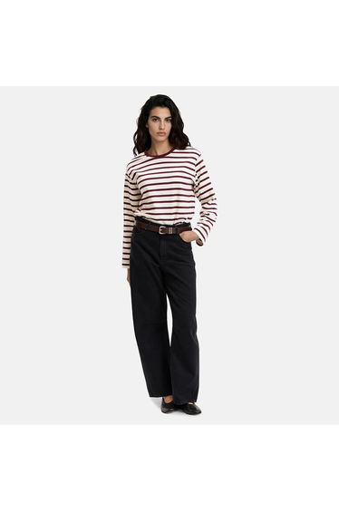 Striped Crew Neck T-Shirt with Long Sleeves