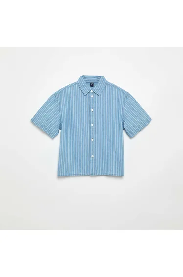 Short-sleeved denim shirt BLUE