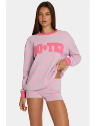 Brushed Jersey Crewneck Sweatshirt in Multi Stripe