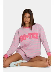 Brushed Jersey Crewneck Sweatshirt in Multi Stripe - 5