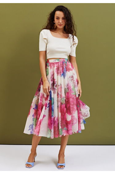 Dancing in Flowers Double-Layered Mesh Tulle Skirt