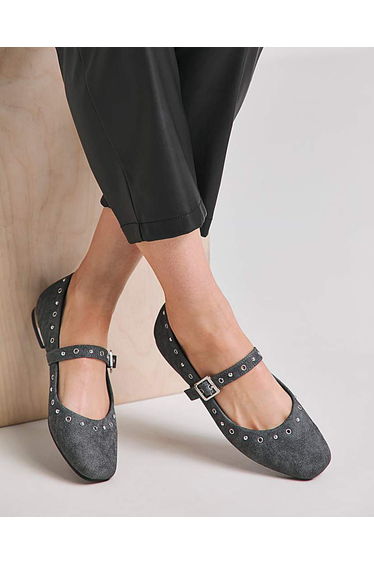 Embellished Mary Jane Shoes Ex Wide Fit