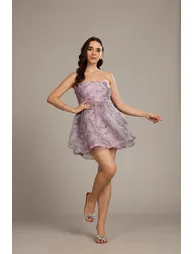 Nora Mini Dress in Lavender Lilac Floral - 2