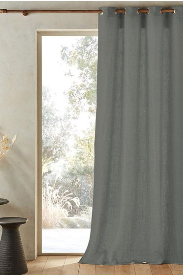 Private Pre-Washed Single Linen Curtain with Eyelets