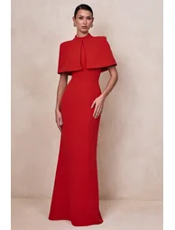 Deva | Red High-Neck Cape - 5