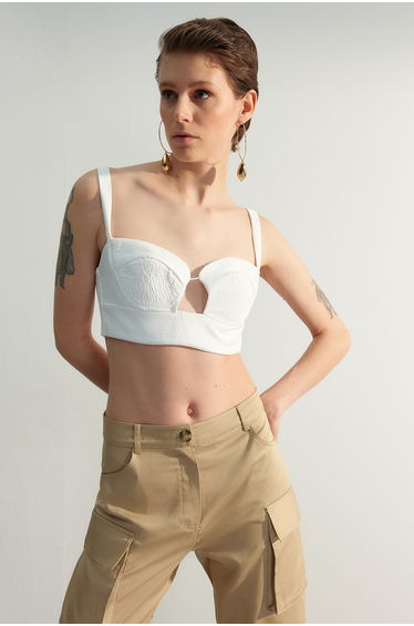 Crop Top - Ecru - Plain