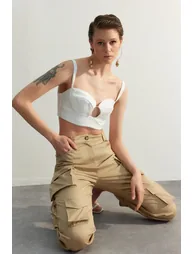 Crop Top - Ecru - Plain - 1
