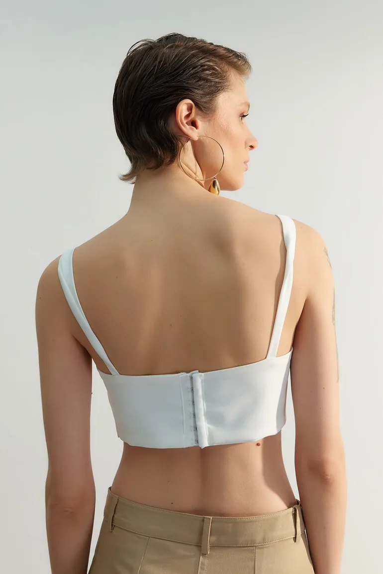 Crop Top - Ecru - Plain - 4