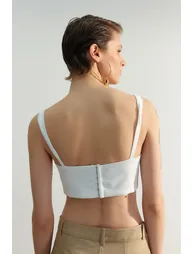 Crop Top - Ecru - Plain - 4