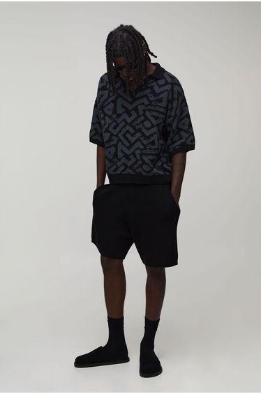 Relaxed Open Stitch Knitted Short - black