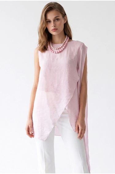 MIXRAY Long Chiffon Sleeveless Blouse