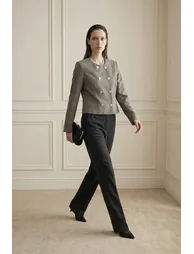 MY FASHION Tailored Short Buttoned Tweed Jacket - 4