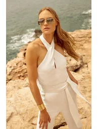 Compact Viscose Stretch Drape Tailored Jumpsuit - 3