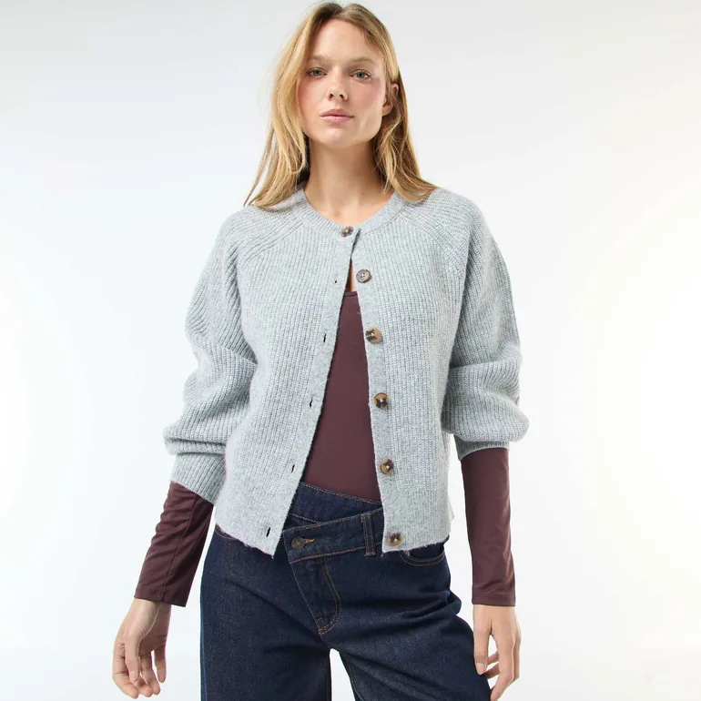 Chunky Knit Cardigan GREY - 1