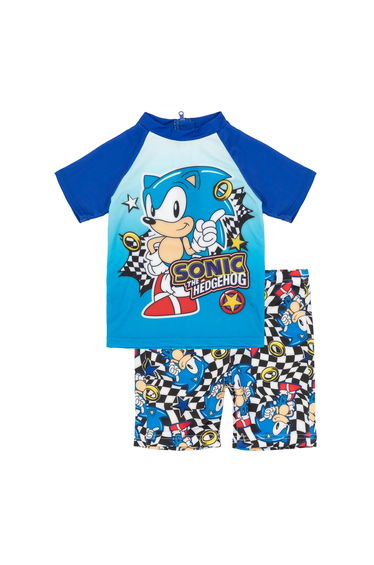 Sonic The Hedgehog Boys Ring Two-Piece Swimsuit - Blue/Black