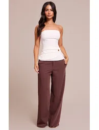 Petite White Trim Detail Asymmetric Bandeau Top - 2
