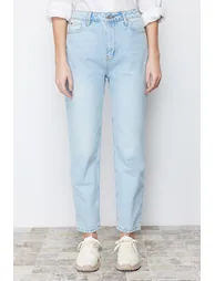 Light Blue High Waist Mom Jeans - 3