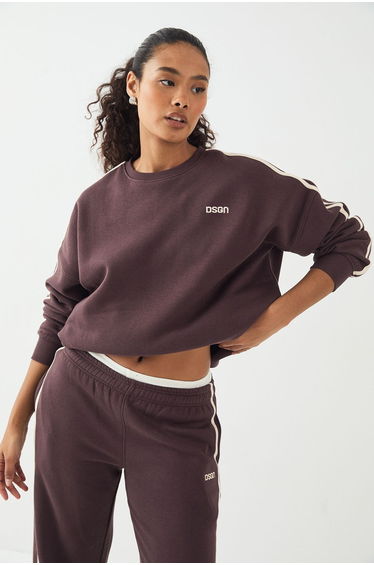 DSGN Studio Side Stripe Oversized Sweatshirt - chocolate
